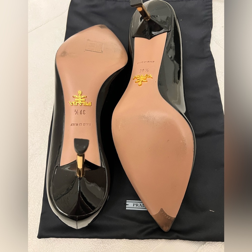 Prada Black Patent Pointed-Toe Pumps - Picture 4 of 7